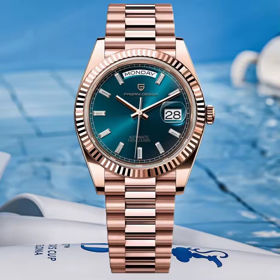 Rolex Watch Datejust - PAGANI DESIGN New Rose Gold Color