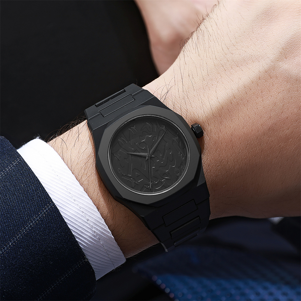 Men's Fashion Simple Black Lar - Butterfly Clasp Deployant 评论和价格