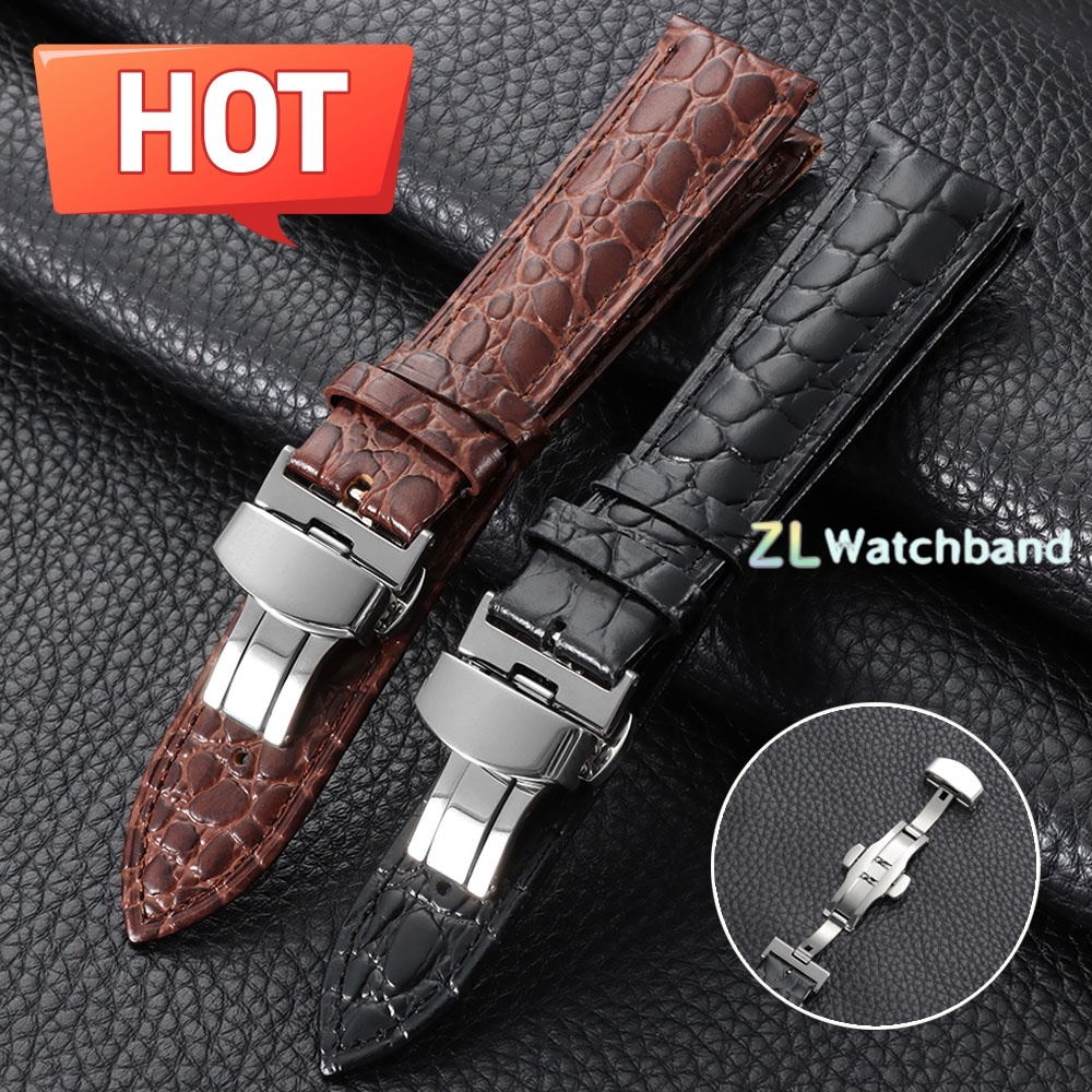 Crocodile Pattern Design Leath - Butterfly Clasp Deployant 评论和价格