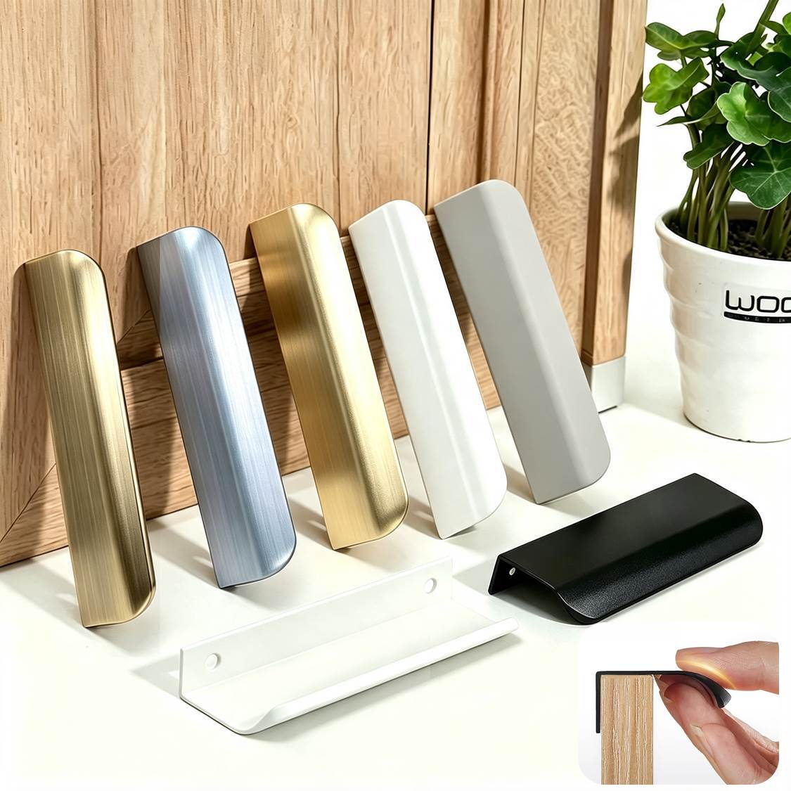 Hidden Aluminum Cabinet Pulls  - Curved Spring Bar 评论和价格