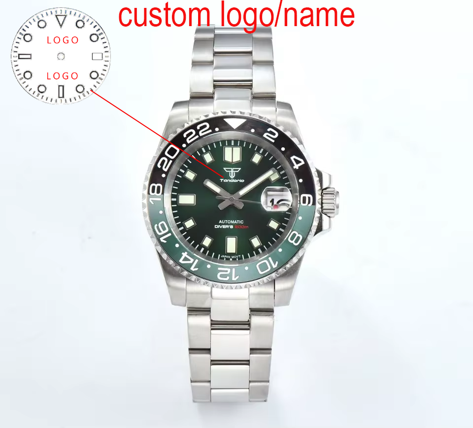 Custom 40mm Green Diver Men Wa - Stainless Bracelet Diver 评论和价格