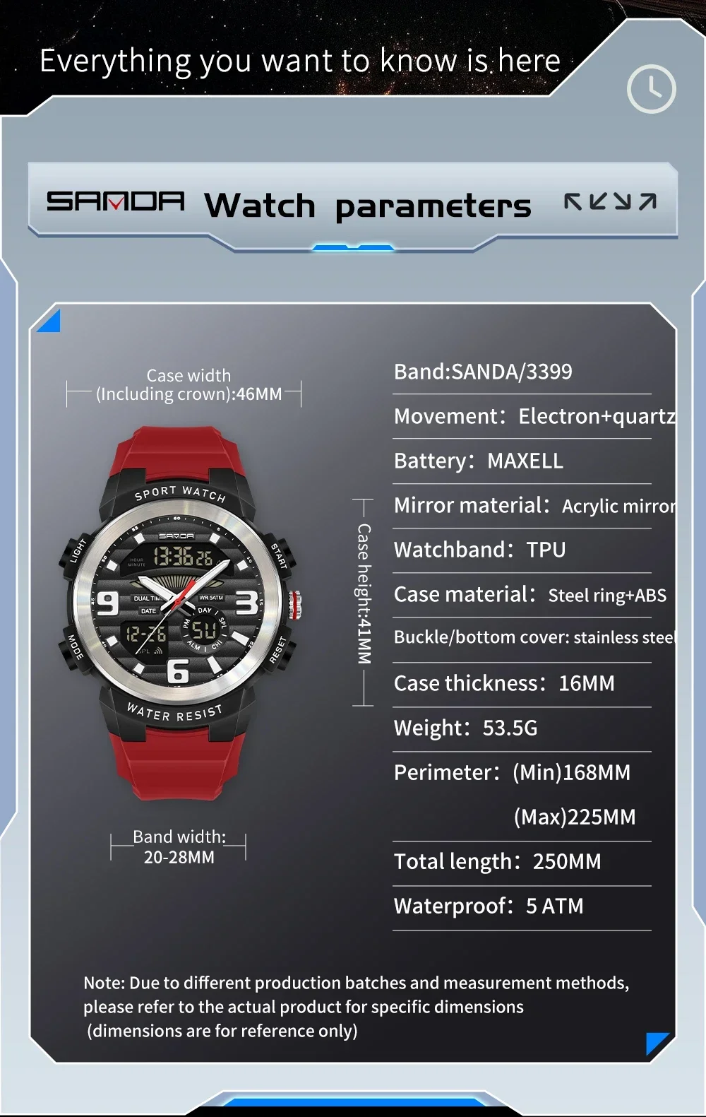 SANDA Multifunction Men Watch  - Rubber Strap Diver 评论和价格